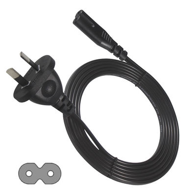 AU 2P Collegamento a IEC60320 C7 Cordone di alimentazione SAA certificato 250V 7.5A Cavo piatto PVC Jacket Rame puro per computer portatili / elettrodomestici