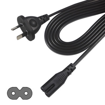 AU 2P Collegamento a IEC60320 C7 Cordone di alimentazione SAA certificato 250V 7.5A Cavo piatto PVC Jacket Rame puro per computer portatili / elettrodomestici