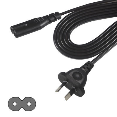 AU 2P Collegamento a IEC60320 C7 Cordone di alimentazione SAA certificato 250V 7.5A Cavo piatto PVC Jacket Rame puro per computer portatili / elettrodomestici