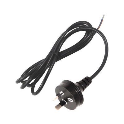 SAA Certified AU 2-Pin Plug to Stripped & Tined Power Cord H03VV-F 2x0.75mm2 PVC Jacket Bare Copper Conductor per elettrodomestici/uso industriale