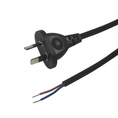 SAA Certified AU 2-Pin Plug to Stripped & Tined Power Cord H03VV-F 2x0.75mm2 PVC Jacket Bare Copper Conductor per elettrodomestici/uso industriale