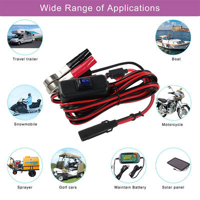 Sae Cable di estensione del cavo di ricarica con 12v on off Switch 14awg to Alligator Clip 2pin Quick Battery Battery Clamps