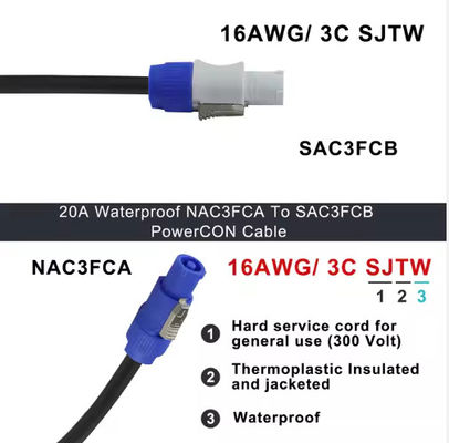 Fornitore di alimentazione audio per il palcoscenico industriale ignifugo 15A corrente nominale a 3 pin IP44 PowerCON-connettore compatibile