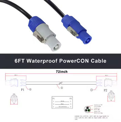 Fornitore di alimentazione audio per il palcoscenico industriale ignifugo 15A corrente nominale a 3 pin IP44 PowerCON-connettore compatibile