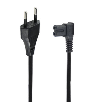 Corde di alimentazione C7 da 2Pin a angolo UE per computer portatili/monitor/televisione VDE Materiale isolante approvato PVC/gomma