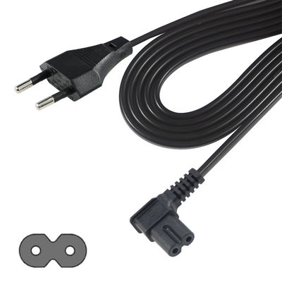 Corde di alimentazione C7 da 2Pin a angolo UE per computer portatili/monitor/televisione VDE Materiale isolante approvato PVC/gomma