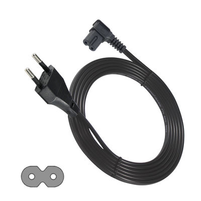 Corde di alimentazione C7 da 2Pin a angolo UE per computer portatili/monitor/televisione VDE Materiale isolante approvato PVC/gomma