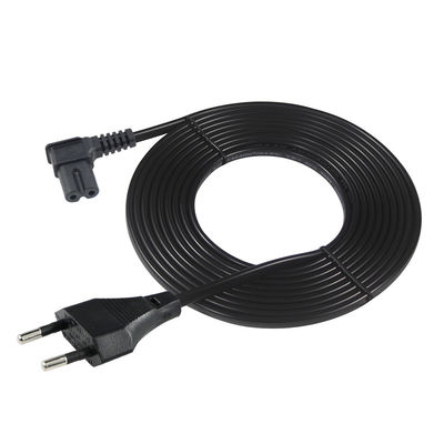 Corde di alimentazione C7 da 2Pin a angolo UE per computer portatili/monitor/televisione VDE Materiale isolante approvato PVC/gomma