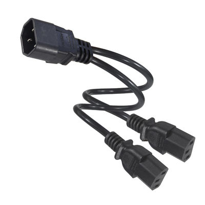 16AWG C14 a 2xC13 cavo di alimentazione per server/apparecchiature industriali 300V 10A RoHS certificato 3 spine