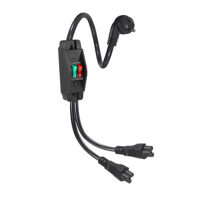 Premium Heavy Duty Right Angle NEMA 5-15P to Dual IEC C5 Power Splitter con interruttore per l'elettronica domestica e dell'ufficio 125V 10A