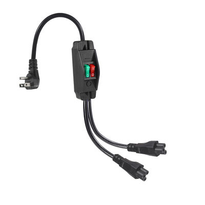 Premium Heavy Duty Right Angle NEMA 5-15P to Dual IEC C5 Power Splitter con interruttore per l'elettronica domestica e dell'ufficio 125V 10A