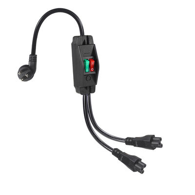 Premium Heavy Duty Right Angle NEMA 5-15P to Dual IEC C5 Power Splitter con interruttore per l'elettronica domestica e dell'ufficio 125V 10A
