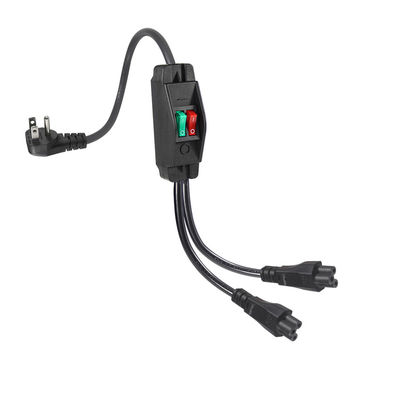 Premium Heavy Duty Right Angle NEMA 5-15P to Dual IEC C5 Power Splitter con interruttore per l'elettronica domestica e dell'ufficio 125V 10A