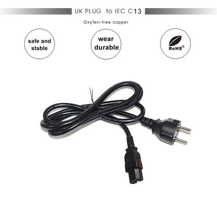 Cordo di alimentazione da 2Pin a C15 UE certificato 10A 250V con VDE/CE Safety for Home Appliance & Server Rack (1.2M Heavy Duty)