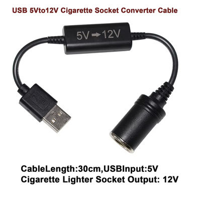 5V a 12V USB Car Adapter Cable Step Up Converter Cable con presa per accendini per sigarette, per telefono GPS Dash Cam, 24W di ricarica sicura