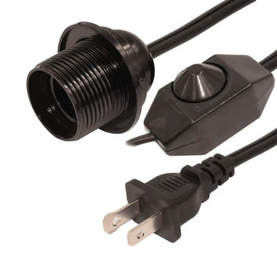 Cable di adattatore a presa resistente alla fiamma con presa della lampadina E26 e interruttore di attenuazione in linea, NEMA 1-15P a convertitore E26