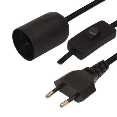 Cable di porta lampadina EU Plug E27 resistente con interruttore 303 e presa a due punte per illuminazione interna/esterna - certificato CE (220-240V)