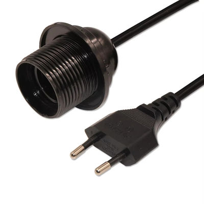Cable regolabile per porta lampadine UE E26 con interruttore rotativo per l'illuminazione domestica, 250V 4A certificato CE (nero)