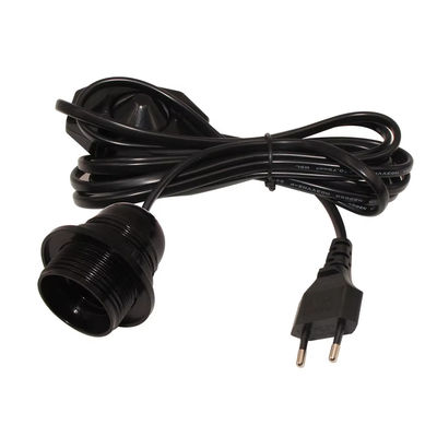 Cable regolabile per porta lampadine UE E26 con interruttore rotativo per l'illuminazione domestica, 250V 4A certificato CE (nero)