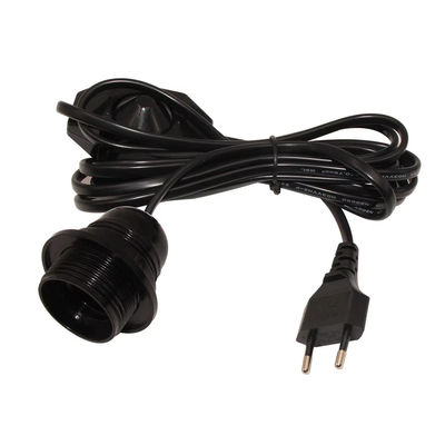 Cable regolabile per porta lampadine UE E26 con interruttore rotativo per l'illuminazione domestica, 250V 4A certificato CE (nero)