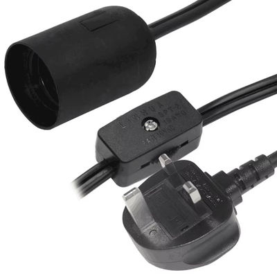 UK Plug E27 Cable Adapter per prese di luce con interruttore di accensione/spena in linea, convertitore per porta lampadine per lampade da tavolo, 10A 250V