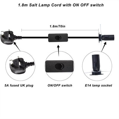 E14 Cavo per il convertitore delle prese di luce con presa UK e interruttore 303, 250V 3A per apparecchi di illuminazione vintage