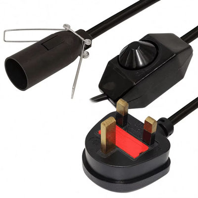 Cable di adattamento per porta lampadina UK Plug E14 con interruttore di attenuazione regolabile e certificazione CE - Accessori standard per l'illuminazione di sicurezza BS1363