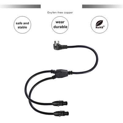 PowerCON Y Splitter Cable NEMA 5-15P a Dual PowerCON Out 1 maschio a 2 femmine per illuminazione sul palco e apparecchiature audio