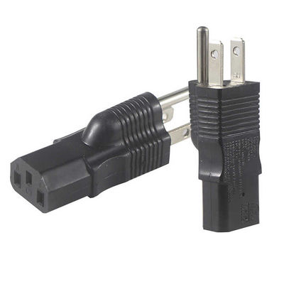 NEMA 5-15P di grado industriale a IEC 320 C13 Plug di adattatore di alimentazione per server rack / data center con alloggiamento ad alta corrente e ignifughi da 125V 15A (conforme alla norma UL)