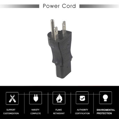 NEMA 5-15P di grado industriale a IEC 320 C13 Plug di adattatore di alimentazione per server rack / data center con alloggiamento ad alta corrente e ignifughi da 125V 15A (conforme alla norma UL)