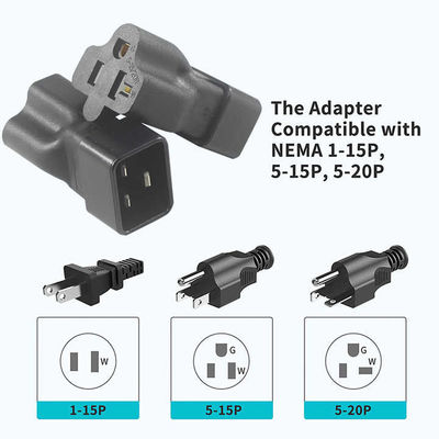 NEMA 5-15R to IEC 320 C20 Converter Plug Adapter per data center/uso industriale, connettore di alimentazione durevole da 250V a 15A