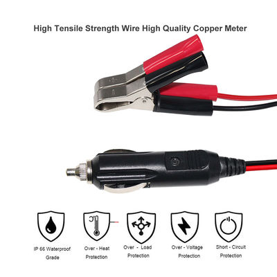 12V/24V accenditore di sigarette a clip della batteria cavo adattatore per l'alimentazione di emergenza dell'auto caricabatterie solare dispositivo portatile 16AWG