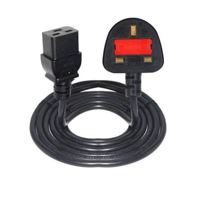 Cable di alimentazione da UK a C19 per centri dati 16A 250V 14AWG 1.2M nero BS1363 Certificato di sicurezza