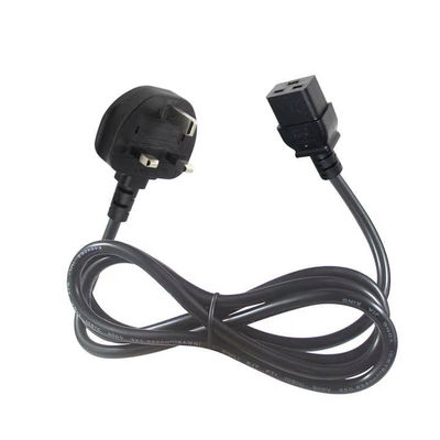 Cable di alimentazione da UK a C19 per centri dati 16A 250V 14AWG 1.2M nero BS1363 Certificato di sicurezza