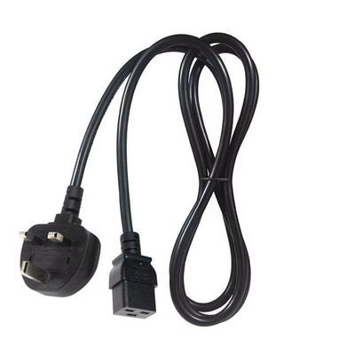 Cable di alimentazione da UK a C19 per centri dati 16A 250V 14AWG 1.2M nero BS1363 Certificato di sicurezza
