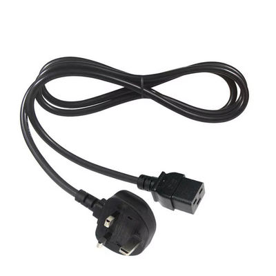 Cable di alimentazione da UK a C19 per centri dati 16A 250V 14AWG 1.2M nero BS1363 Certificato di sicurezza