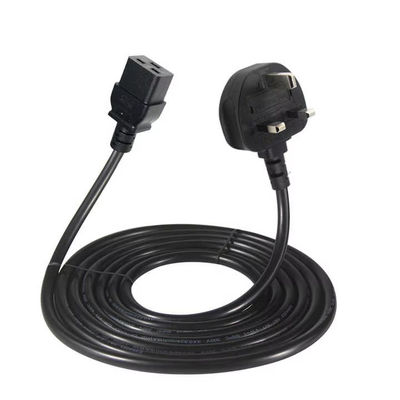 Cable di alimentazione da UK a C19 per centri dati 16A 250V 14AWG 1.2M nero BS1363 Certificato di sicurezza