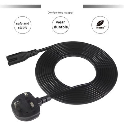 Cable da cavo di alimentazione UK a C7 1.5M 250V 2.5A 18AWG PVC flessibile per Nintendo Switch/altoparlanti/adattatore di alimentazione per laptop