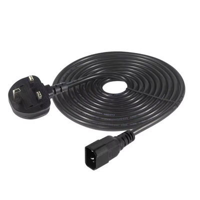 Cavo blindato UK-C14 1.2M 250V 10A 16AWG per UPS/server rack/dispositivo medico (IP67/RoHS/BS1363)