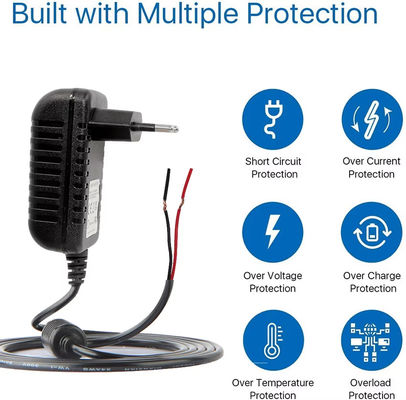 Cable di alimentazione UE con fine del filo nudo 2 pin European Plug to Open Wire Cable AC per fai da te, LED, alimentazione elettrica