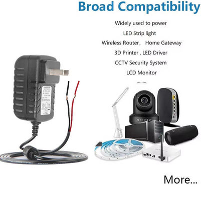 US Plug AC Power Cord to Bare Wire 2 Prong NEMA 1-15P to Stripped End Cable for LED Driver/Power Supply/DIY
