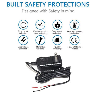 US Plug AC Power Cord to Bare Wire 2 Prong NEMA 1-15P to Stripped End Cable for LED Driver/Power Supply/DIY