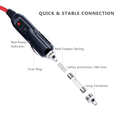 Adattatore per accendisigari auto 12V a cavo di alimentazione CC 5,5mm 5A