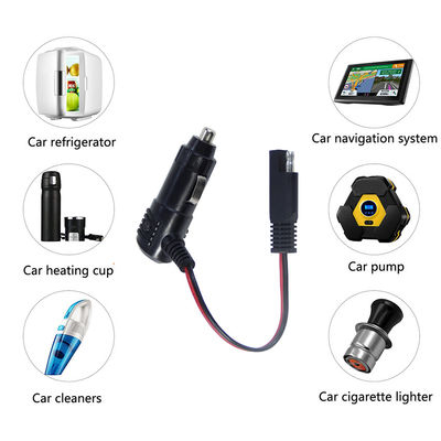 12V plug per accendini di sigarette con cavo di alimentazione con connettore SAE per caricabatterie a pannelli solari e motocicli