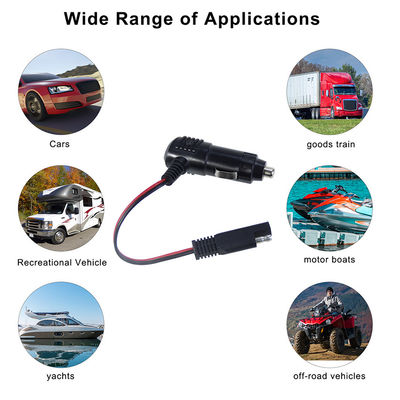 12V plug per accendini di sigarette con cavo di alimentazione con connettore SAE per caricabatterie a pannelli solari e motocicli