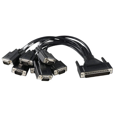 Cavo breakout da DB-62 maschio a 7x DB-9 maschio per comunicazione seriale industriale, splitter RS232/RS485 - 1,2 m nero