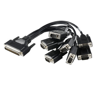 Cavo breakout da DB-62 maschio a 7x DB-9 maschio per comunicazione seriale industriale, splitter RS232/RS485 - 1,2 m nero