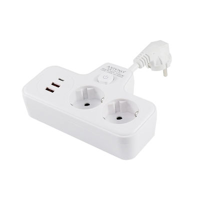 Estensore multifunzionale della presa di corrente UE con 2 porte USB, 2 prese di corrente alternata e port di ricarica di tipo C