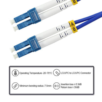 Cable di patch in fibra ottica da LC a LC - Jumper duplex singolo o multimodo per telecomunicazioni, data center, applicazioni FTTx