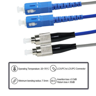Cable di patch in fibra ottica da SC a FC - Jumper singolo o multimoda per applicazioni FTTH, ODF, Telecom, Data Center